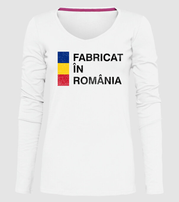 Fabricat în România model alb pe tricou