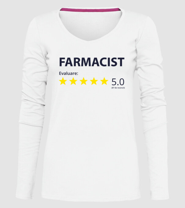 farmacist evaluare model alb pe tricou