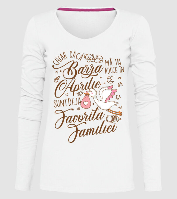Favorita familiei APRILIE model alb pe tricou