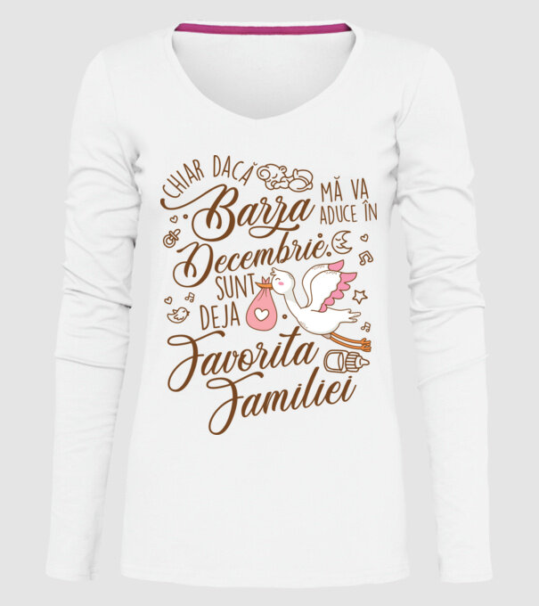 Favorita familiei DECEMBRIE model alb pe tricou