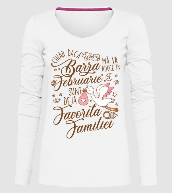 Favorita familiei FEBRUARIE model alb pe tricou