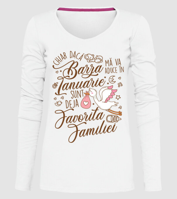 Favorita familiei IANUARIE model alb pe tricou