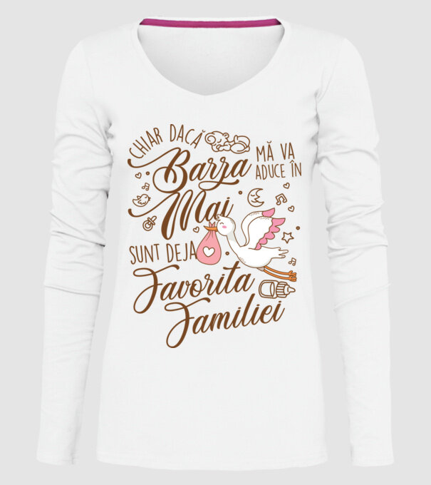 Favorita familiei MAI model alb pe tricou