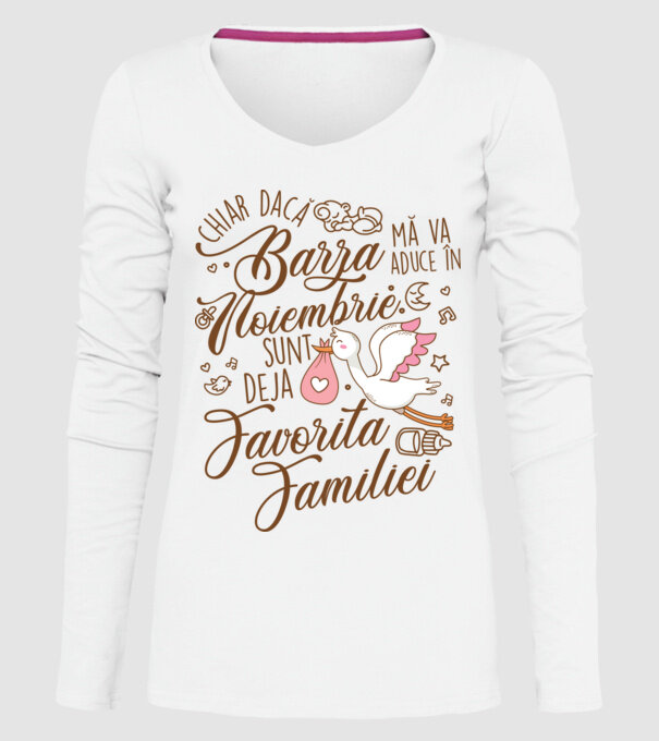 Favorita familiei NOIEMBRIE model alb pe tricou
