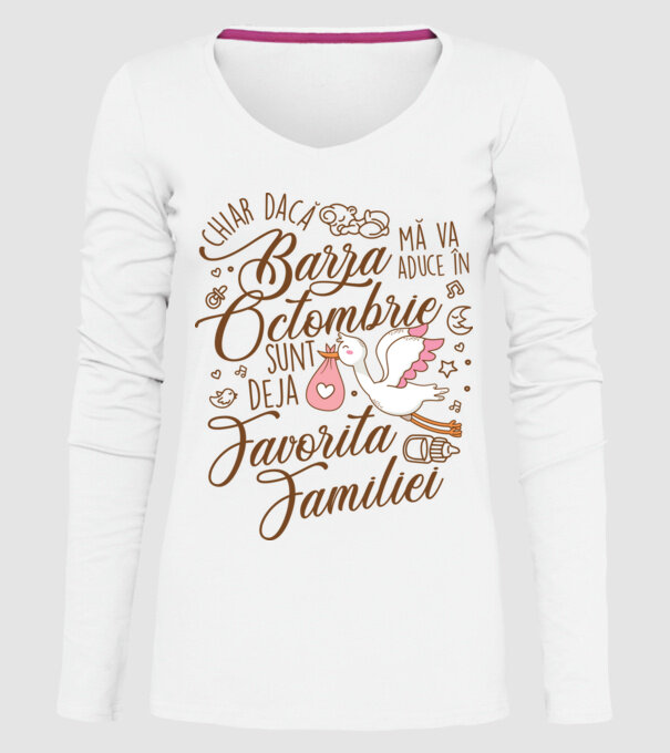 Favorita familiei OCTOMBRIE model alb pe tricou