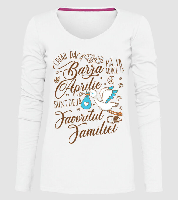 Favoritul familiei APRILIE model alb pe tricou