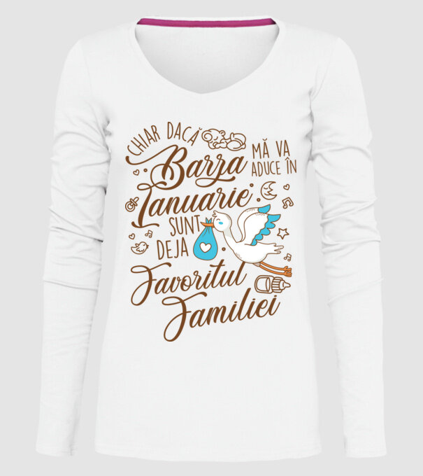 Favoritul familiei IANUARIE model alb pe tricou