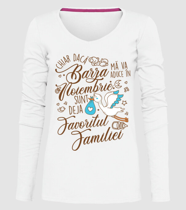 Favoritul familiei NOIEMBRIE model alb pe tricou