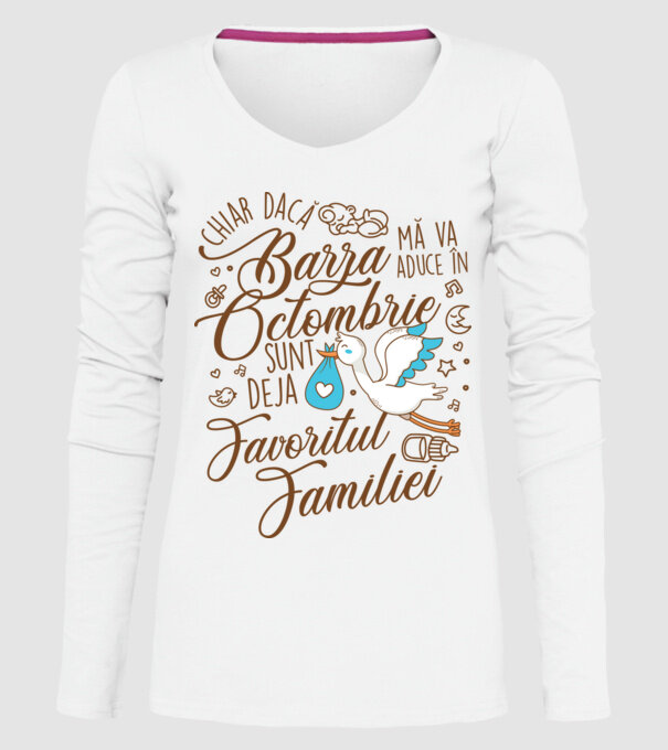 Favoritul familiei OCTOMBRIE model alb pe tricou