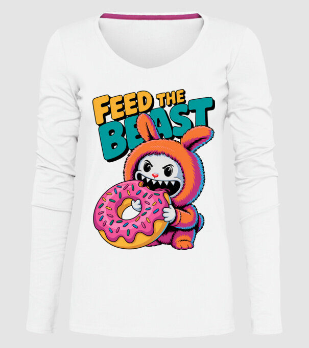 Feed the beast model alb pe tricou
