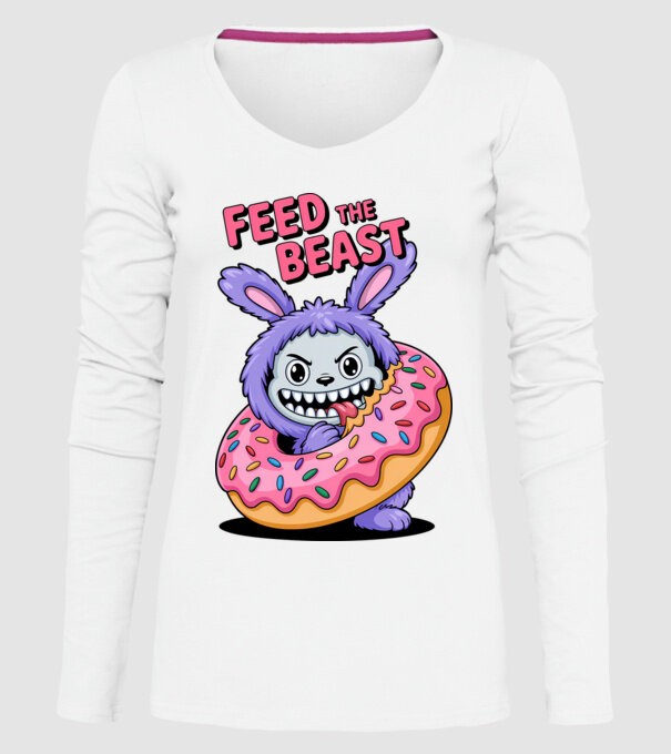 Feed the beast model alb pe tricou