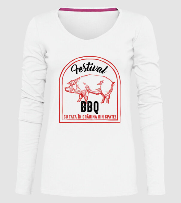 Festival BBQ - cu tata în grădina din spate! model alb pe tricou