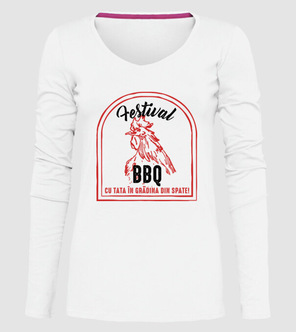 Festival BBQ - cu tata în grădina din spate! model alb pe tricou