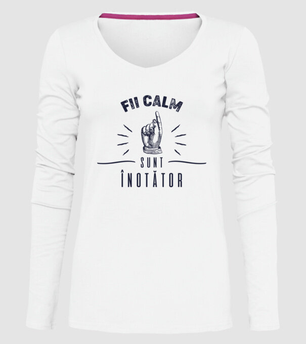 Fii calm, sunt ÎNOTĂTOR model alb pe tricou