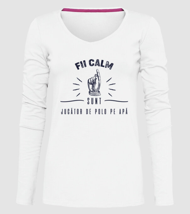 Fii calm, sunt JUCĂTOR DE POLO PE APĂ model alb pe tricou