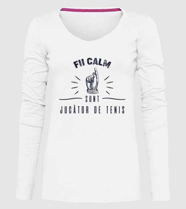 Fii calm, sunt JUCĂTOR DE TENIS model alb pe tricou