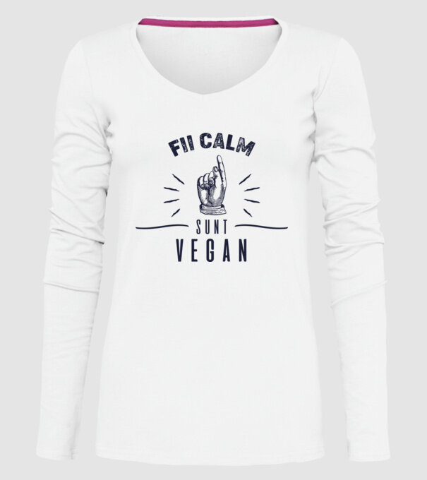 fii calm, sunt VEGAN model alb pe tricou
