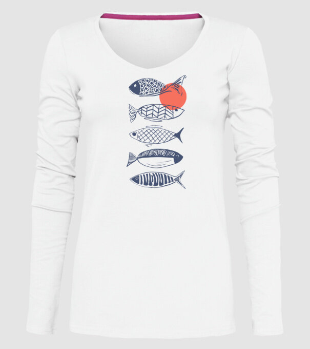 Fish model alb pe tricou