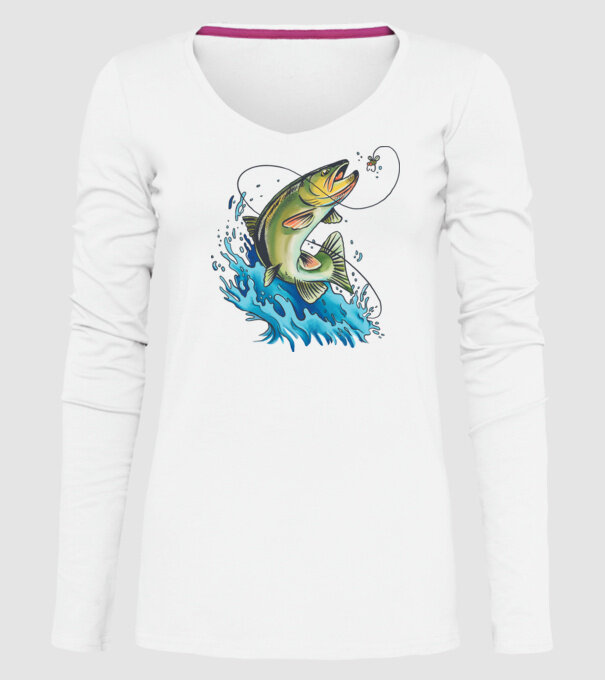 Fish model alb pe tricou