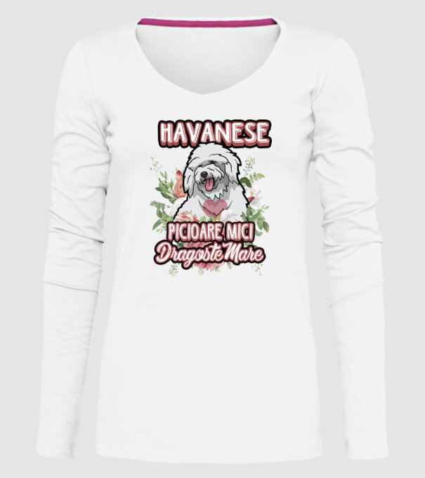 havanese : picioare mici dragoste mare model alb pe tricou