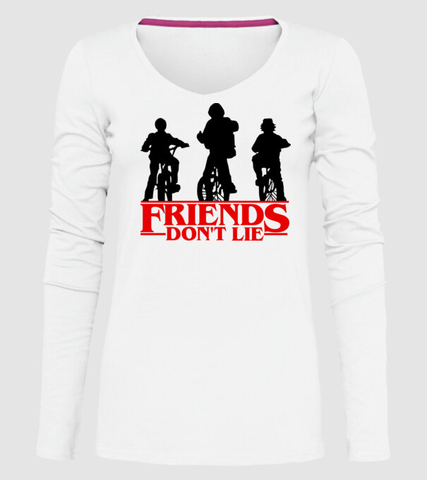 friends dont lie bicycle model alb pe tricou