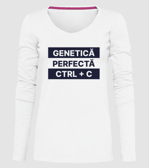 Genetică perfectă CTRL + C model alb pe tricou