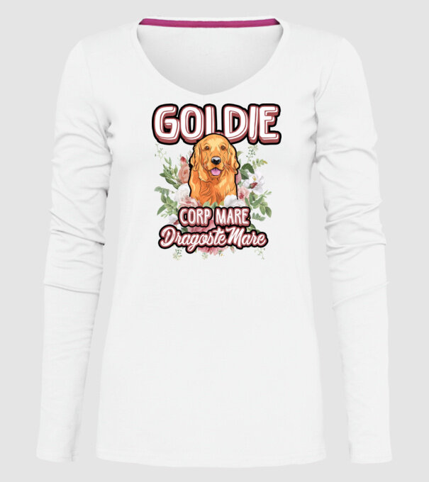 Goldie picioare mici dragoste mare model alb pe tricou