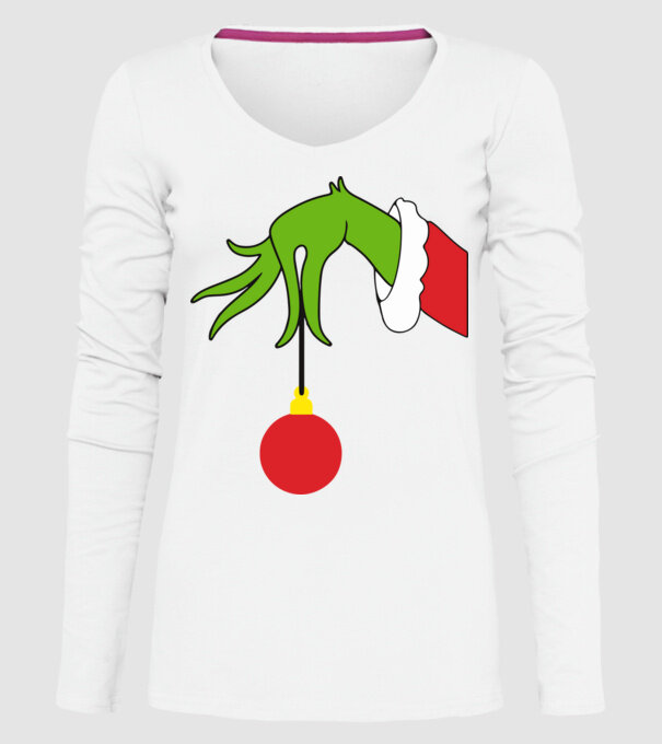 Grinch hand model alb pe tricou