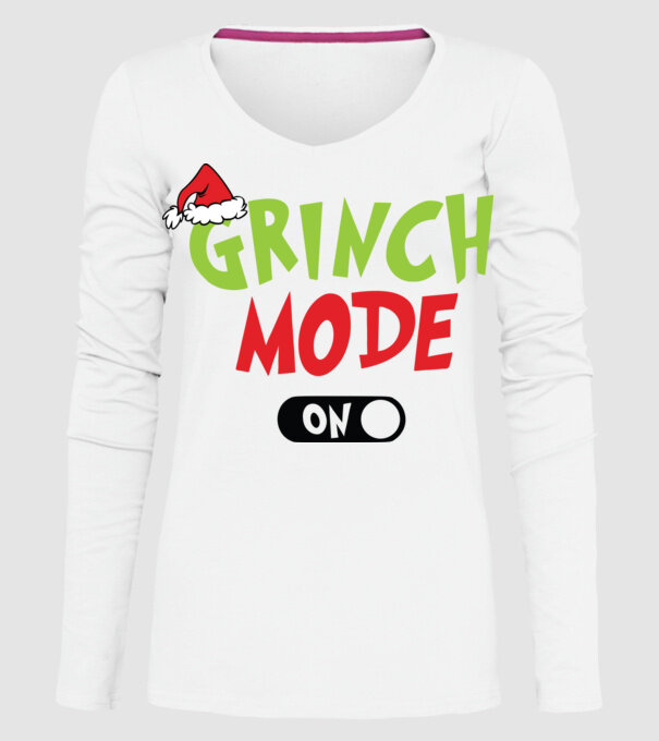 Grinch Mode model alb pe tricou