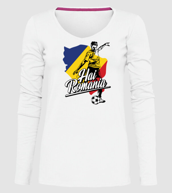 Hai romania fotbal model alb pe tricou