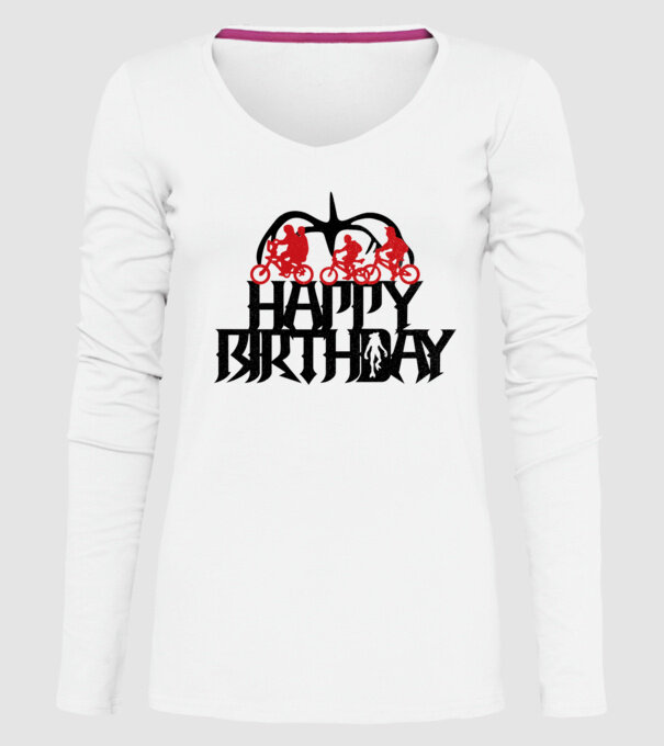 happy birthday stranger things model alb pe tricou