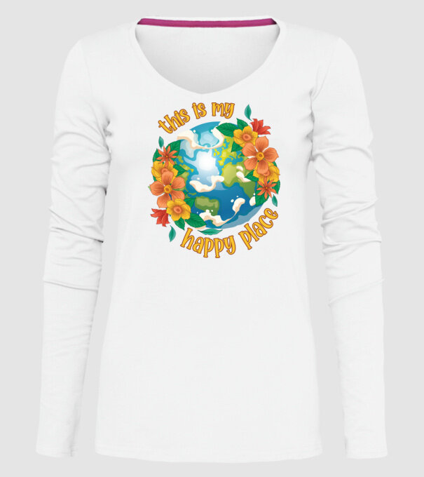 Happy Place model alb pe tricou