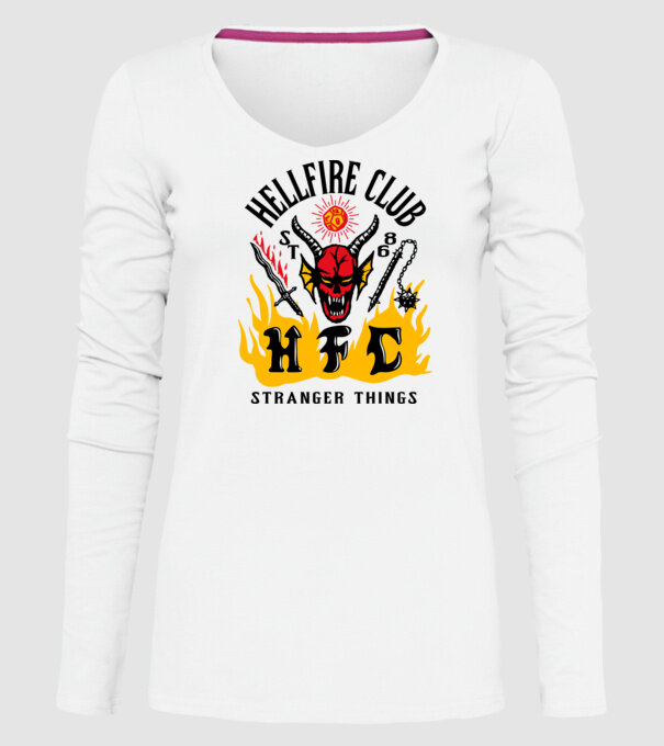 hellfire club 86 stranger things model alb pe tricou