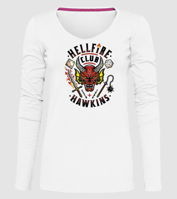 hellfire club hawkins model alb pe tricou