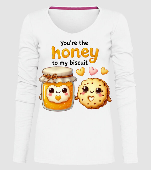 Honey to my Biscuit model alb pe tricou
