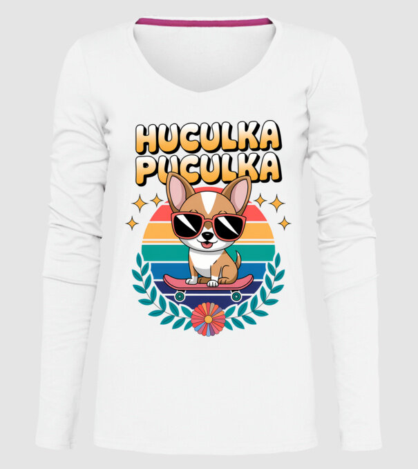 Huculka Puculka Câine 2 model alb pe tricou
