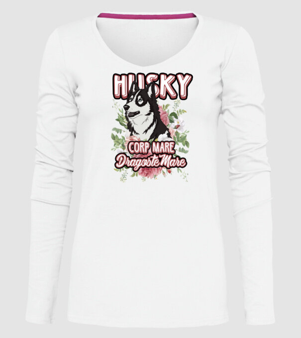 husky - corp mare, dragoste mare model alb pe tricou