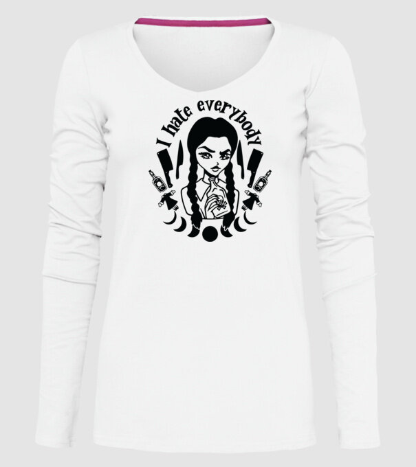 I hate everybody cartoon model alb pe tricou