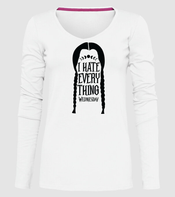 I hate everything model alb pe tricou
