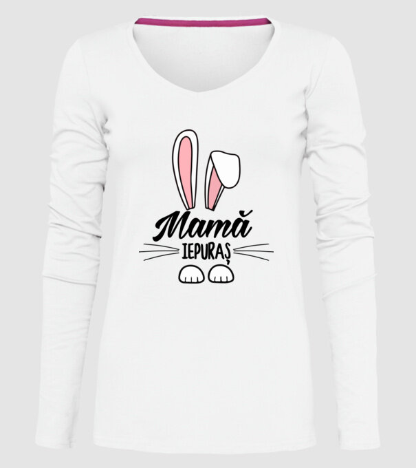 iepuraș mamă model alb pe tricou