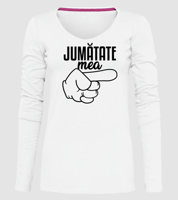 Jumătate a mea model alb pe tricou