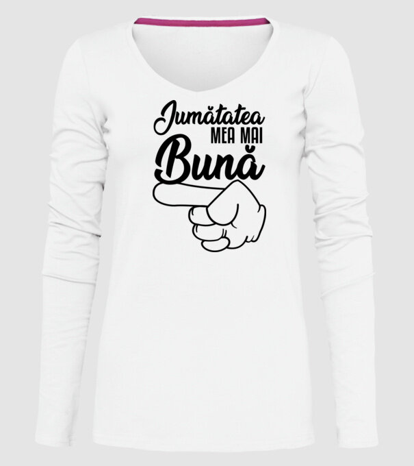 jumătatea mea mai bună model alb pe tricou