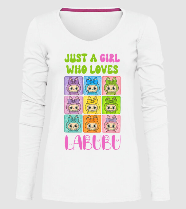 Just a girl who loves Labubu model alb pe tricou