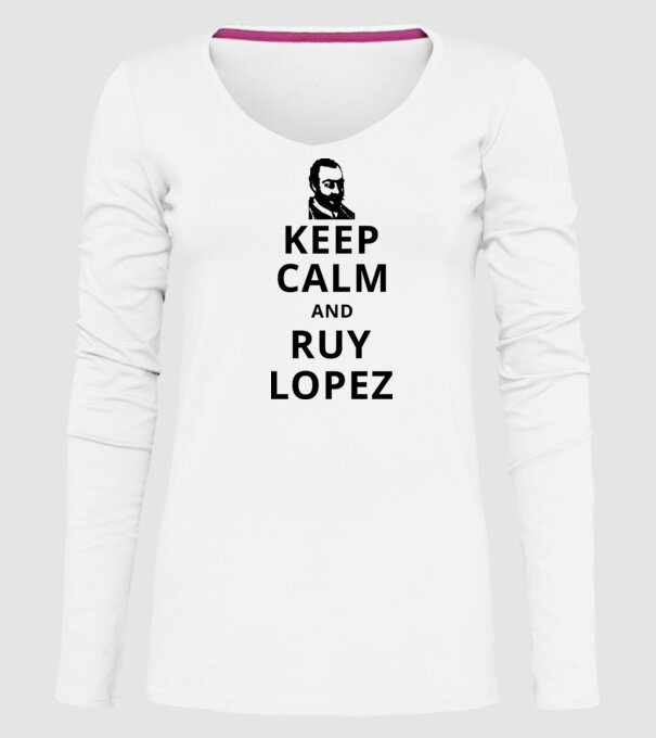 Keep Calm and Ruy Lopez v3 model alb pe tricou