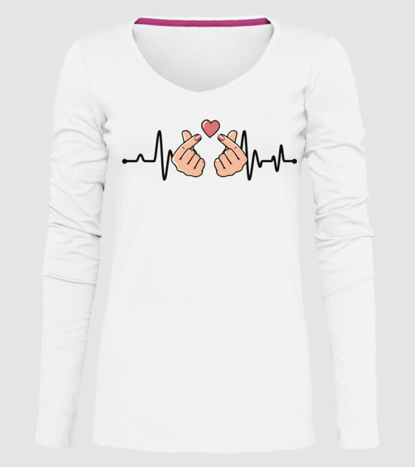 Kpop heartbeaT model alb pe tricou