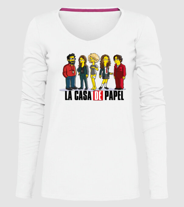 la casa de papel simpson model alb pe tricou