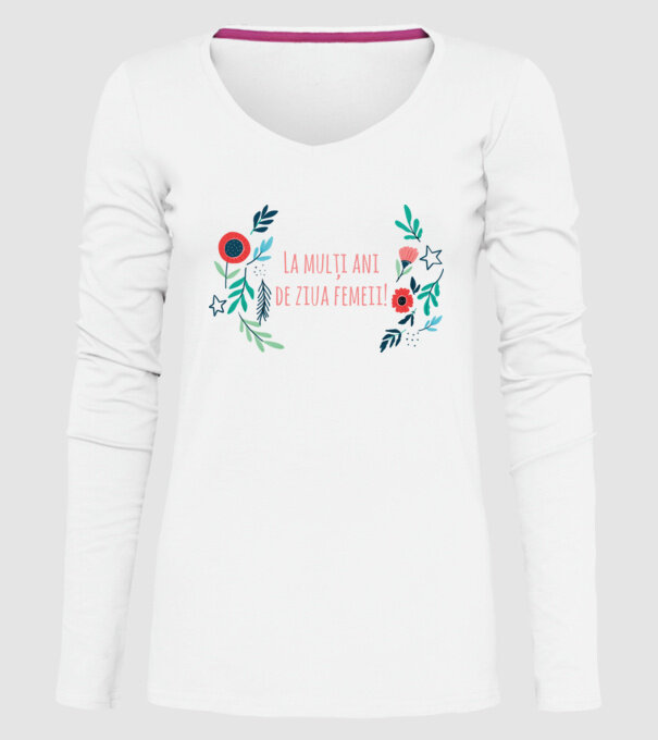 La mulți ani de ziua femeii model alb pe tricou