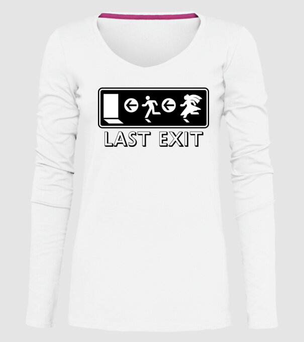 Last Exit model alb pe tricou