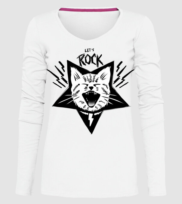 Let's Rock model alb pe tricou
