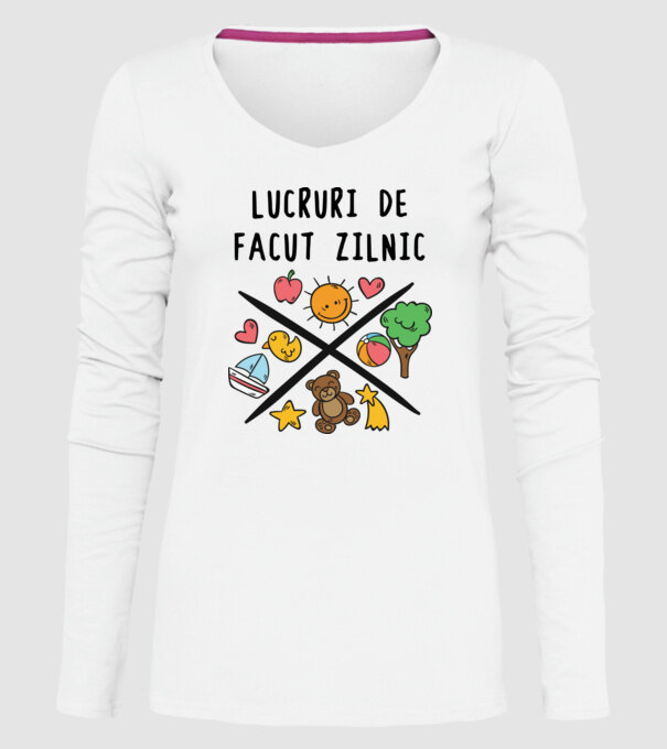 Lucruri de făcut zilnic model alb pe tricou